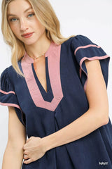 Trendsi Umgee Linen Ruffle Sleeve Top -