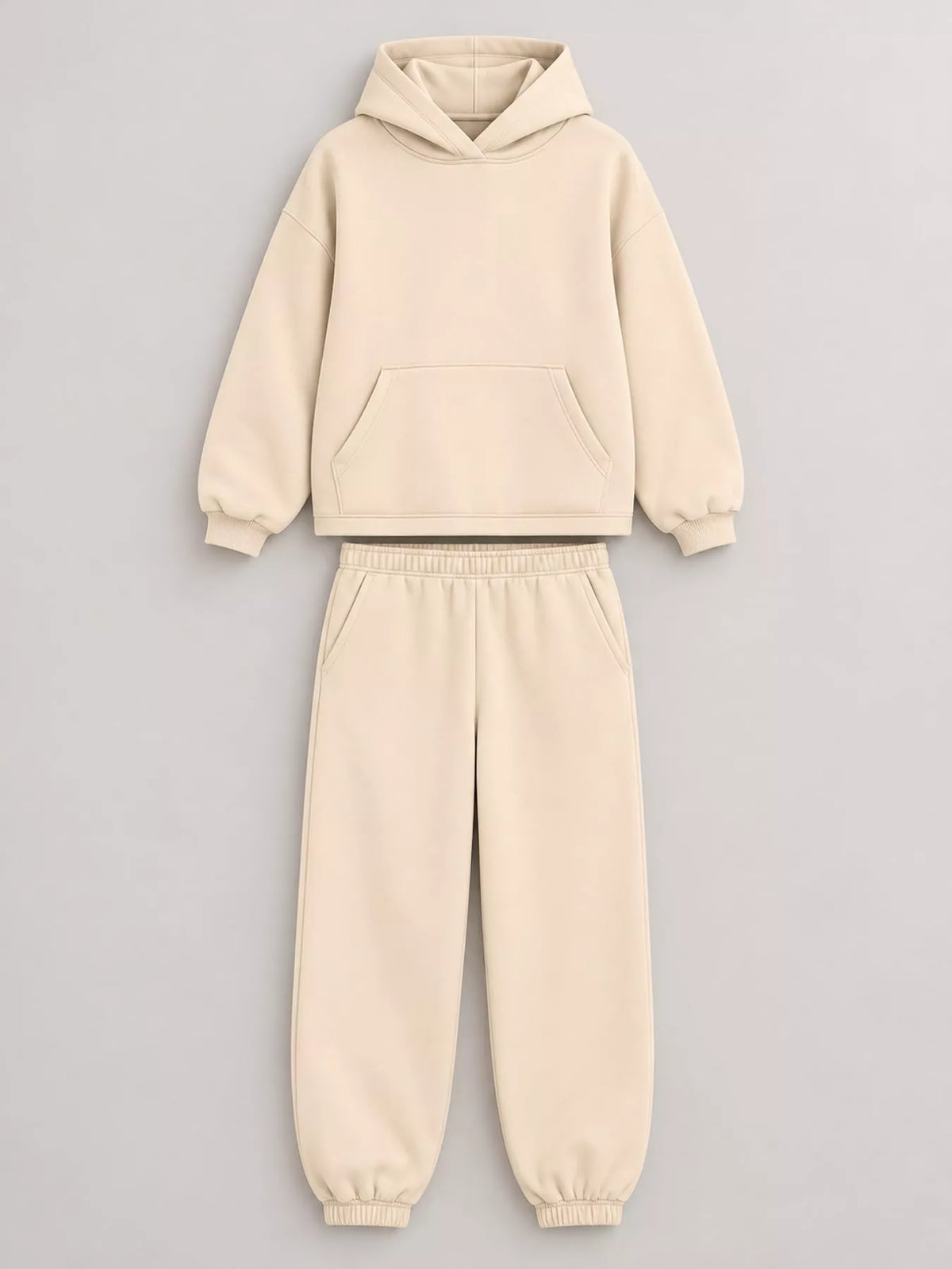 Drop Shoulder Hoodie and Jogger Sweatpants Set — garment front