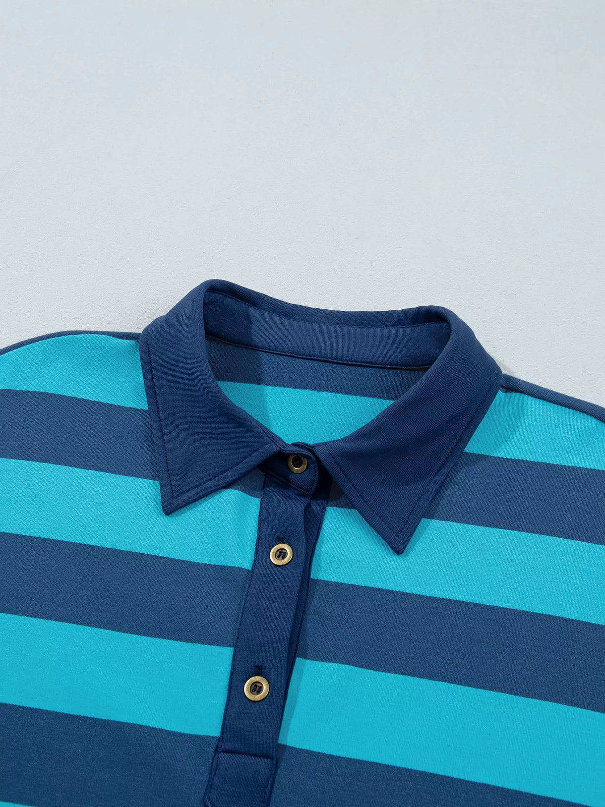 Striped polo top, polo collar and buttons