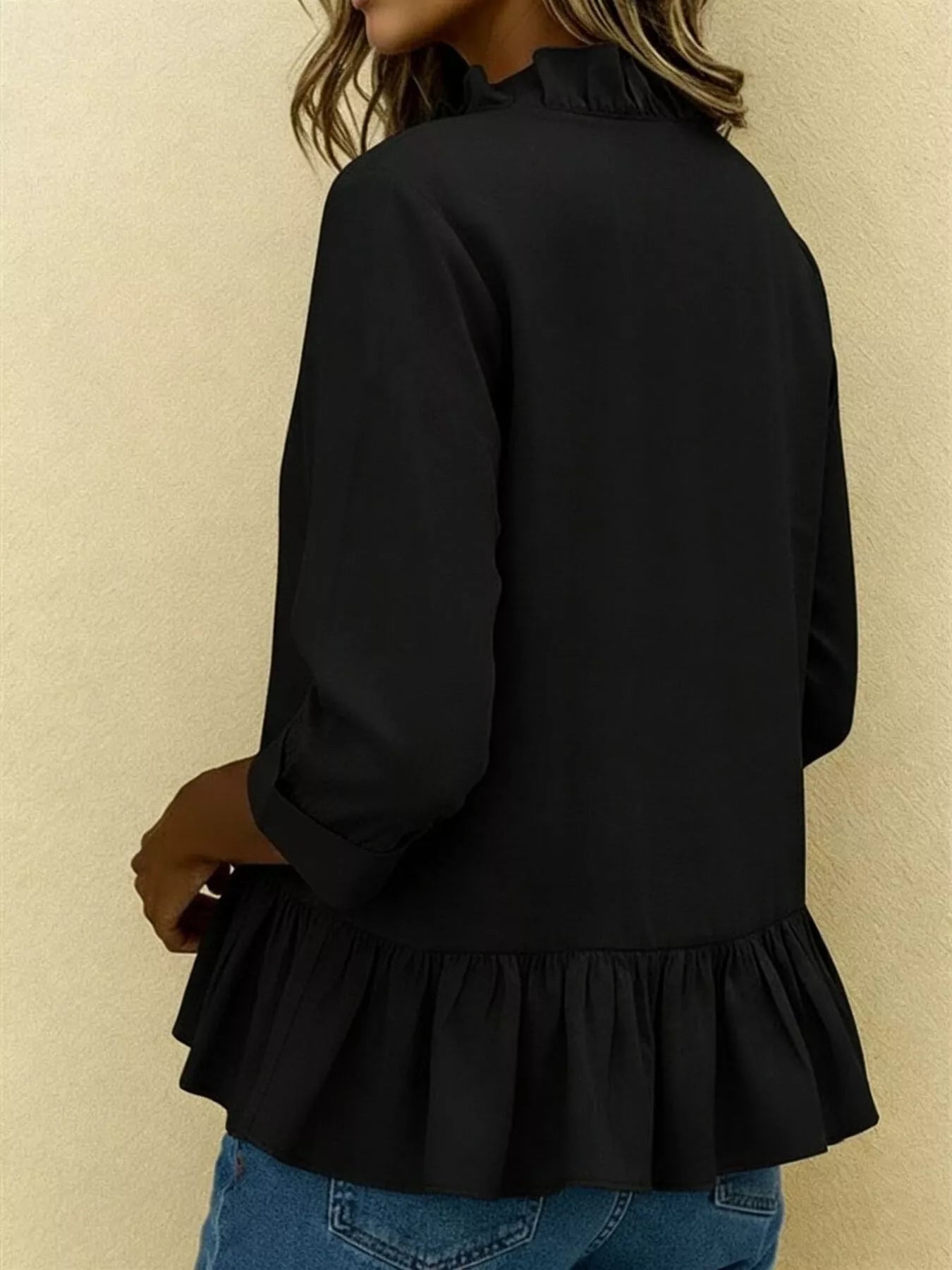 Trendsi Full Size Ruffled V-Neck Long Sleeve Blouse Plus Size -