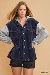 Trendsi Umgee Contrast Hooded Chenille Jacket -