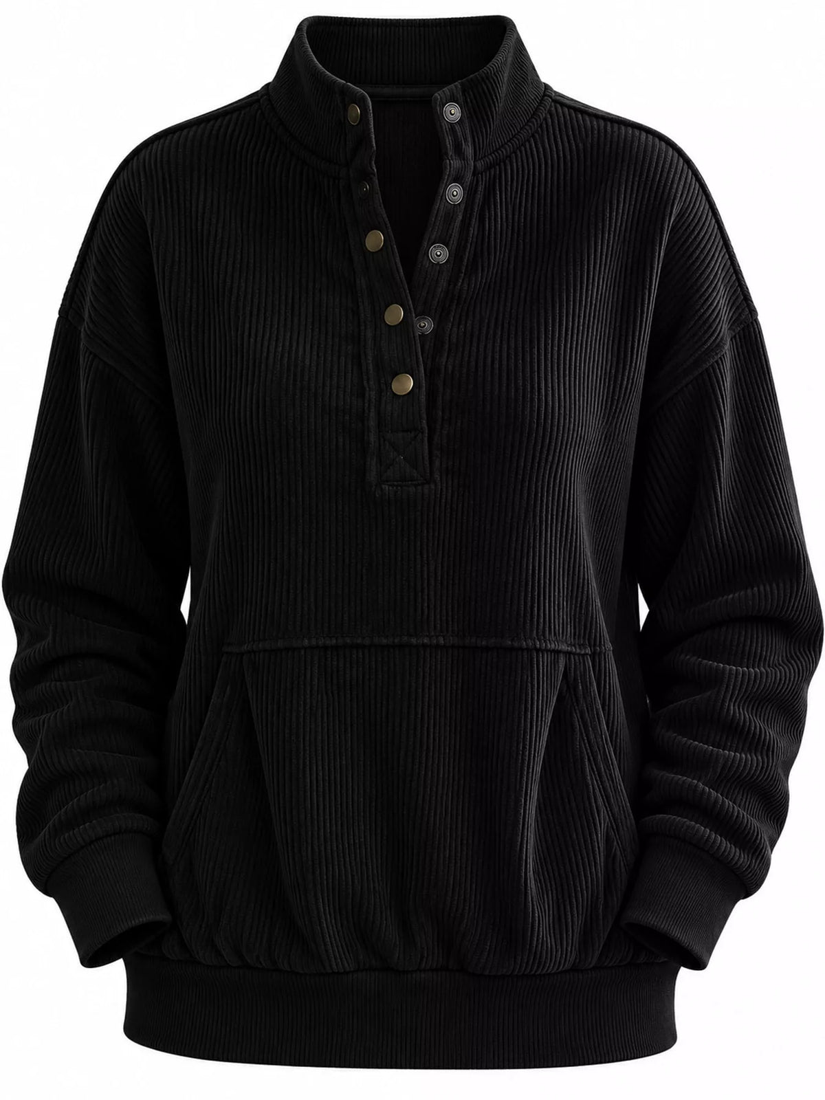 Quarter-snap sweatshirt, black flat front