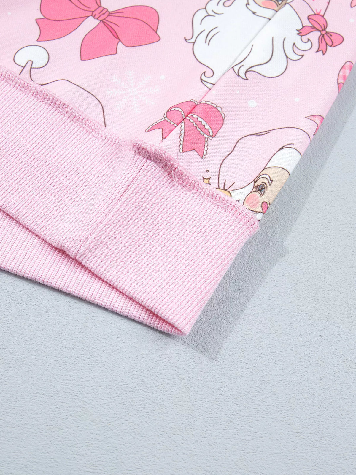 Santa-and-bow sweatshirt, hem detail