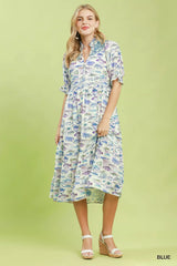 Trendsi Umgee Print Tiered Midi Dress -