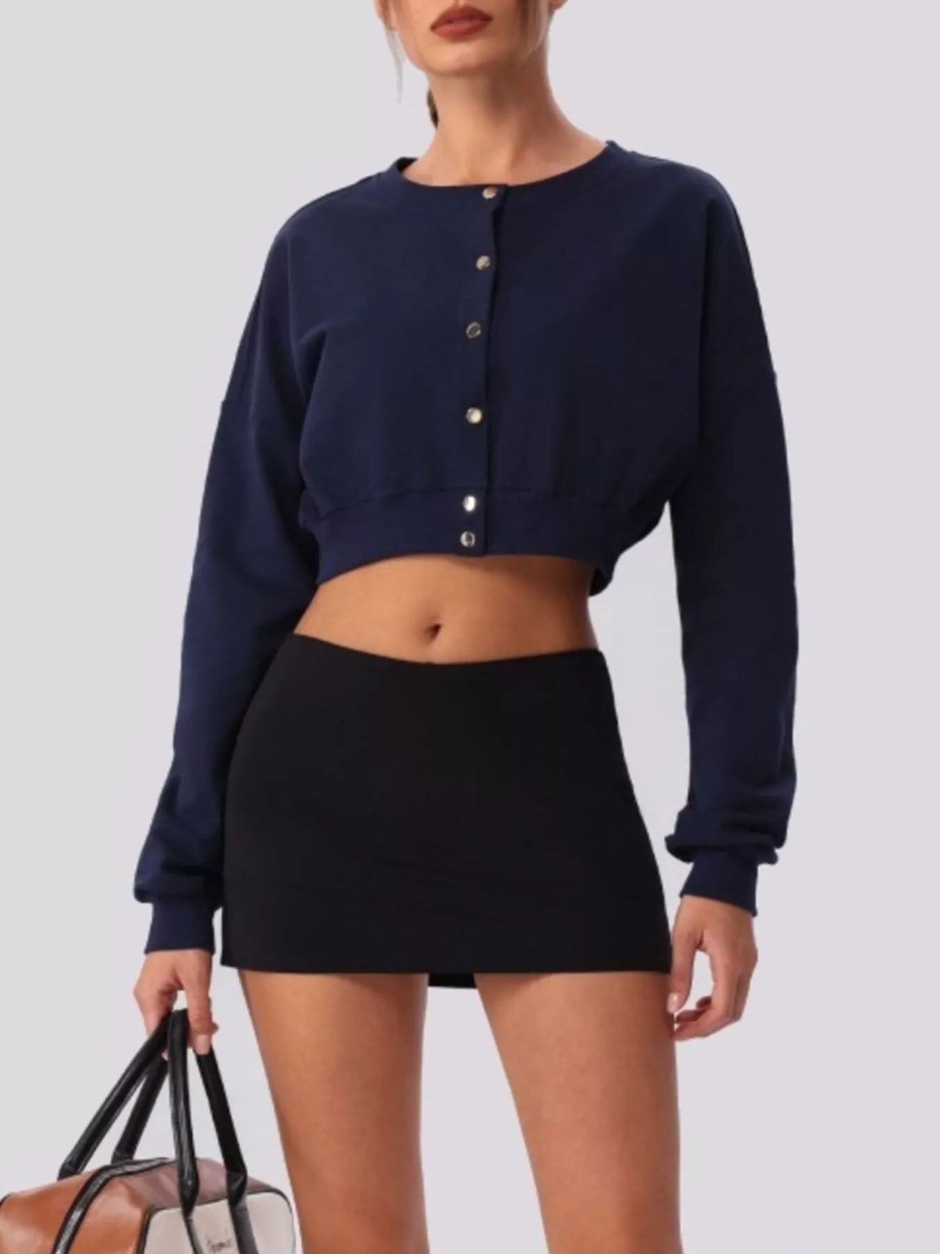 Trendsi Cropped Button-Down Active Cardigan -
