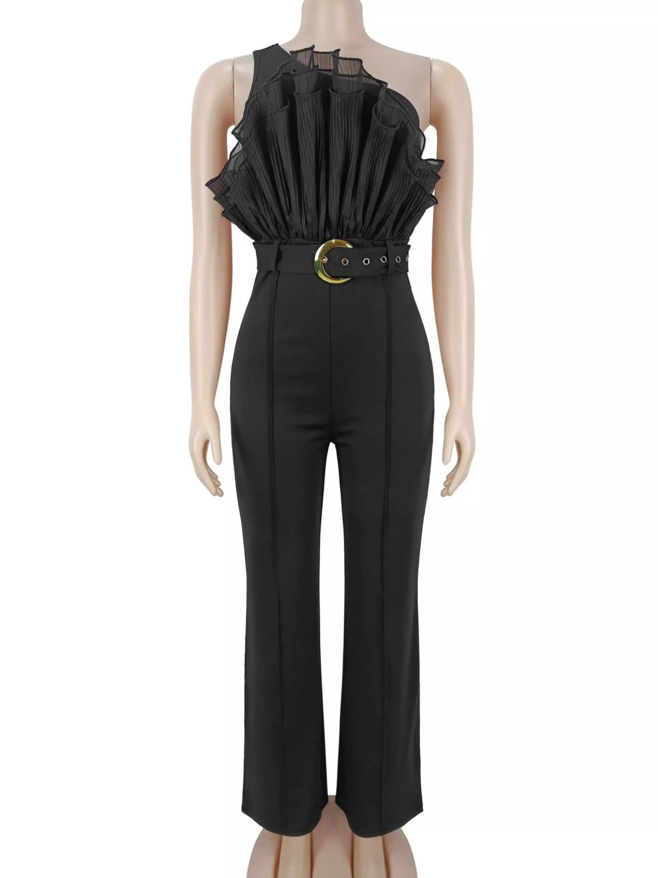 Trendsi One-Shoulder Ruffled Wide-Leg Jumpsuit -