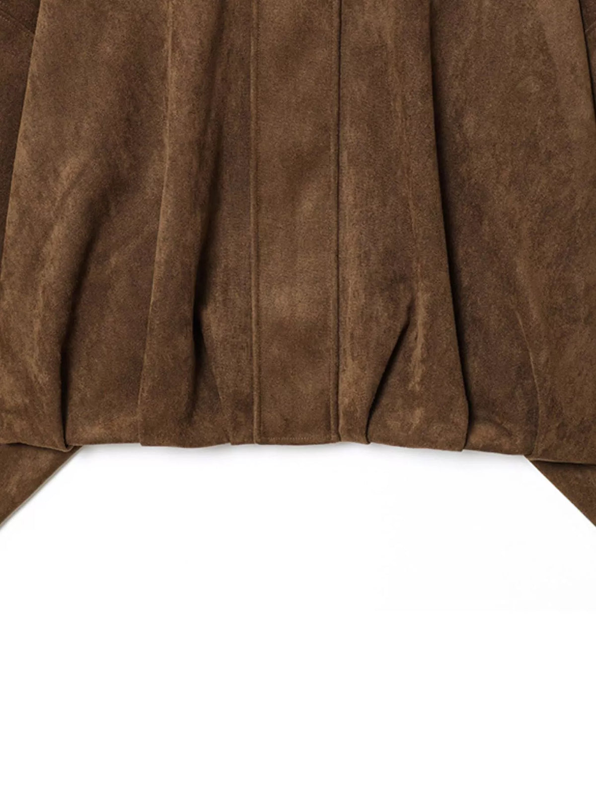 Faux Suede Collared Bomber Jacket — garment construction details
