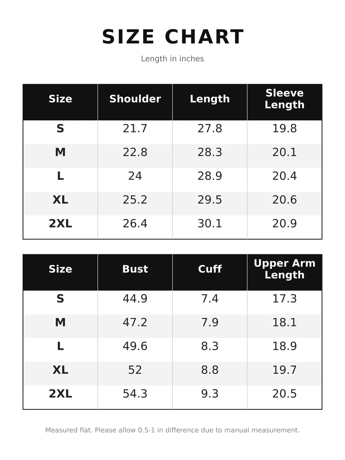 Size chart for leopard print quarter-zip sweatshirt
