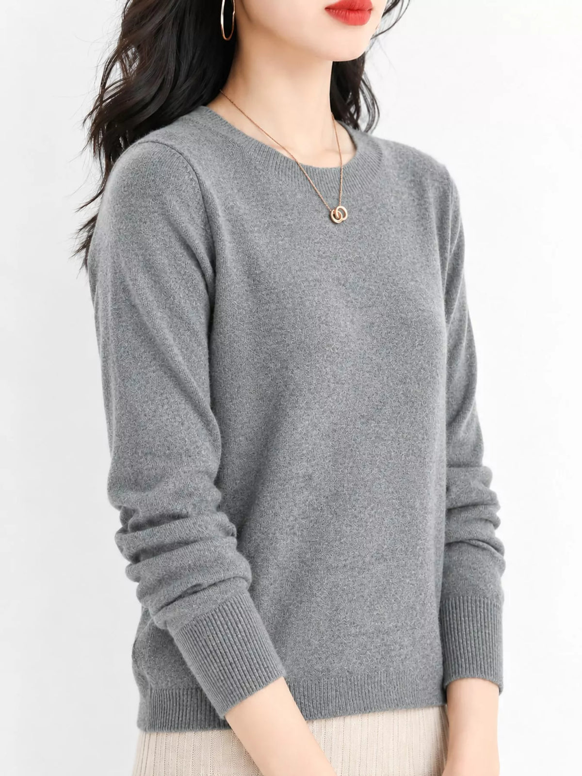 Crew Neck Long Sleeve Sweater — side view