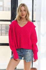Trendsi ADORA Ruffle Detail Adorable Sweater -