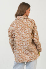 Trendsi HYFVE Zebra Print Snap Down Long Sleeve Shacket -