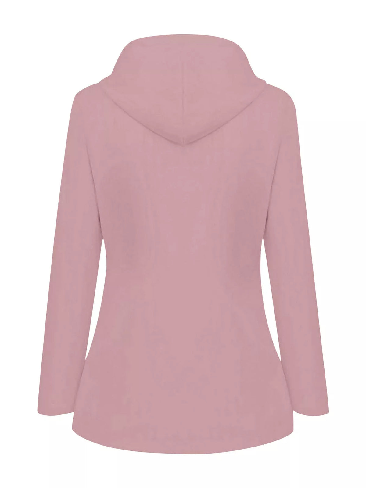 Pink. drawstring hooded jacket, back view