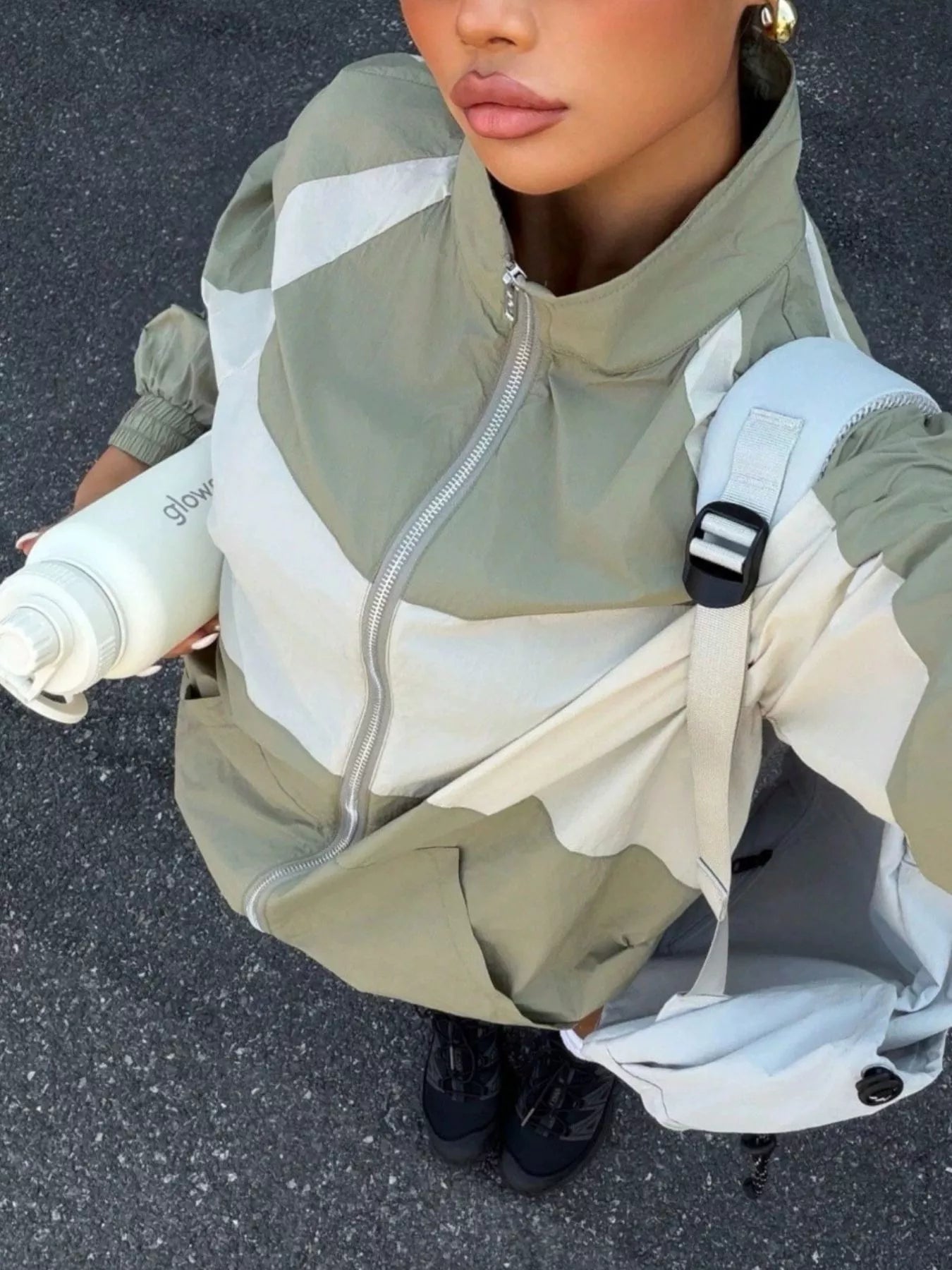 Trendsi Color Block Zip-Up Jacket -