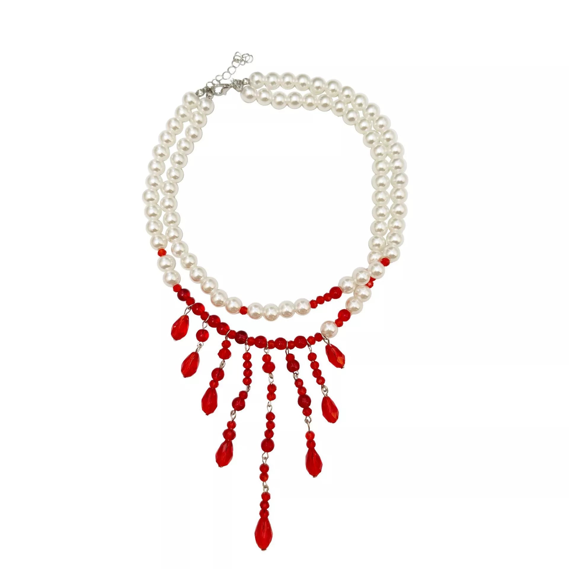 Trendsi Halloween Teardrop Beaded Double Layered Necklace -