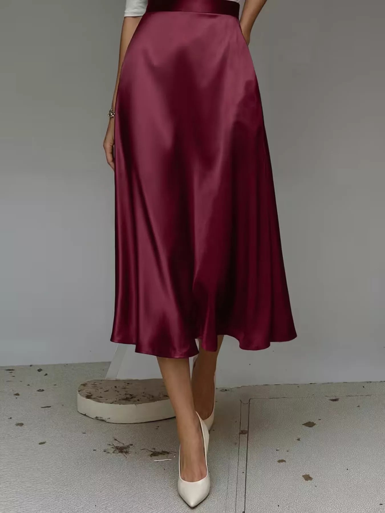 Trendsi Satin Midi Skirt -