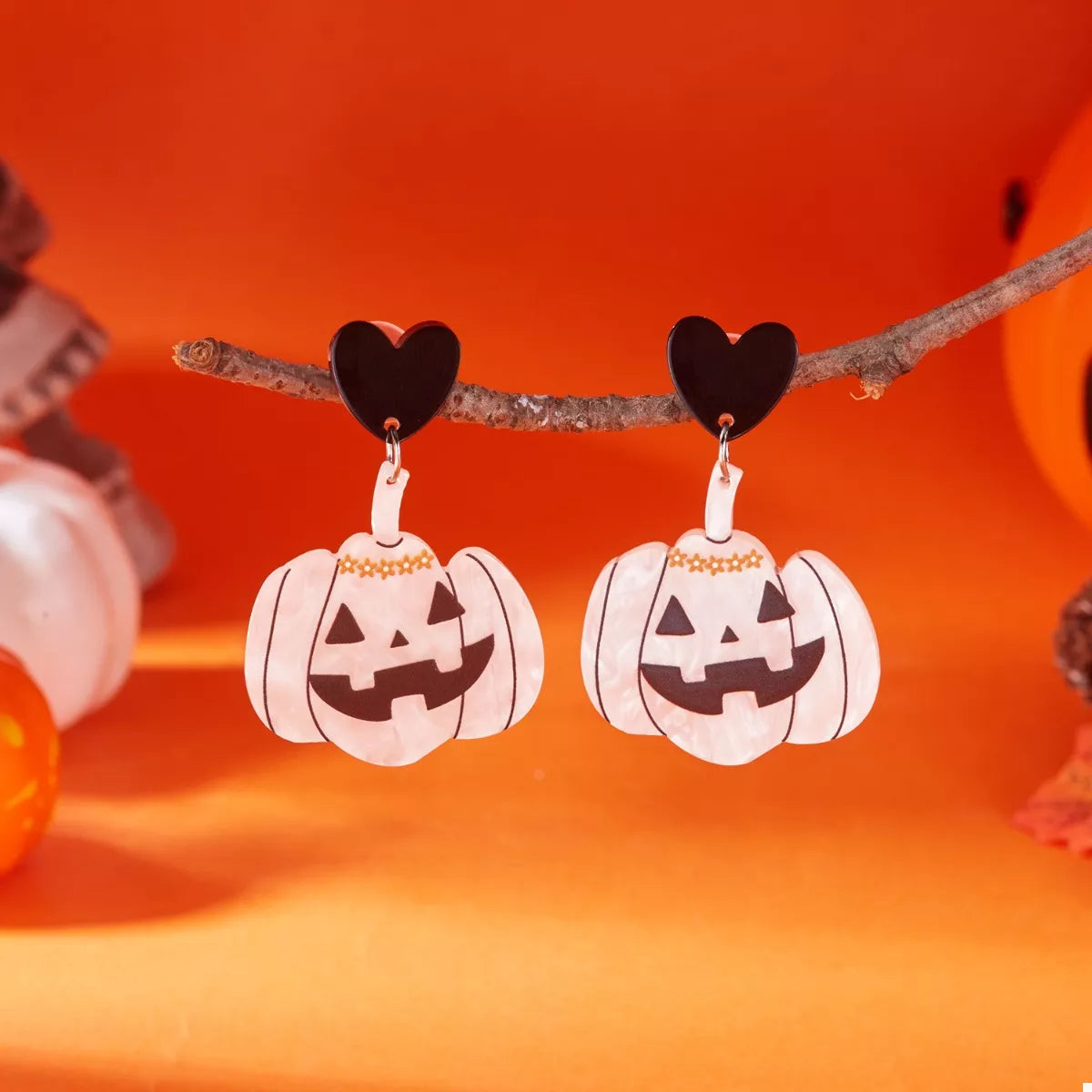 Trendsi Halloween Pumpkin Heart Drop Earrings -