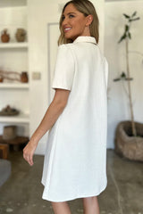 Trendsi Double Take Full Size Texture Short Sleeve Dress - Dresses