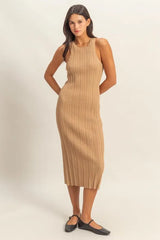 Trendsi HYFVE Round Neck Bodycon Ribbed Knit Dress -