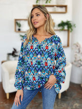 Trendsi Double Take Full Size Printed Balloon Sleeve Blouse -