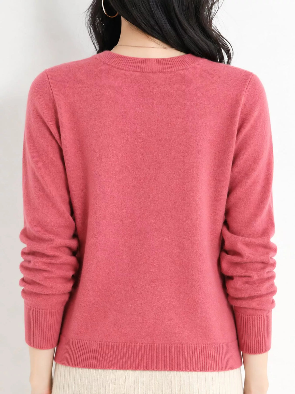 Crew Neck Long Sleeve Sweater — back view