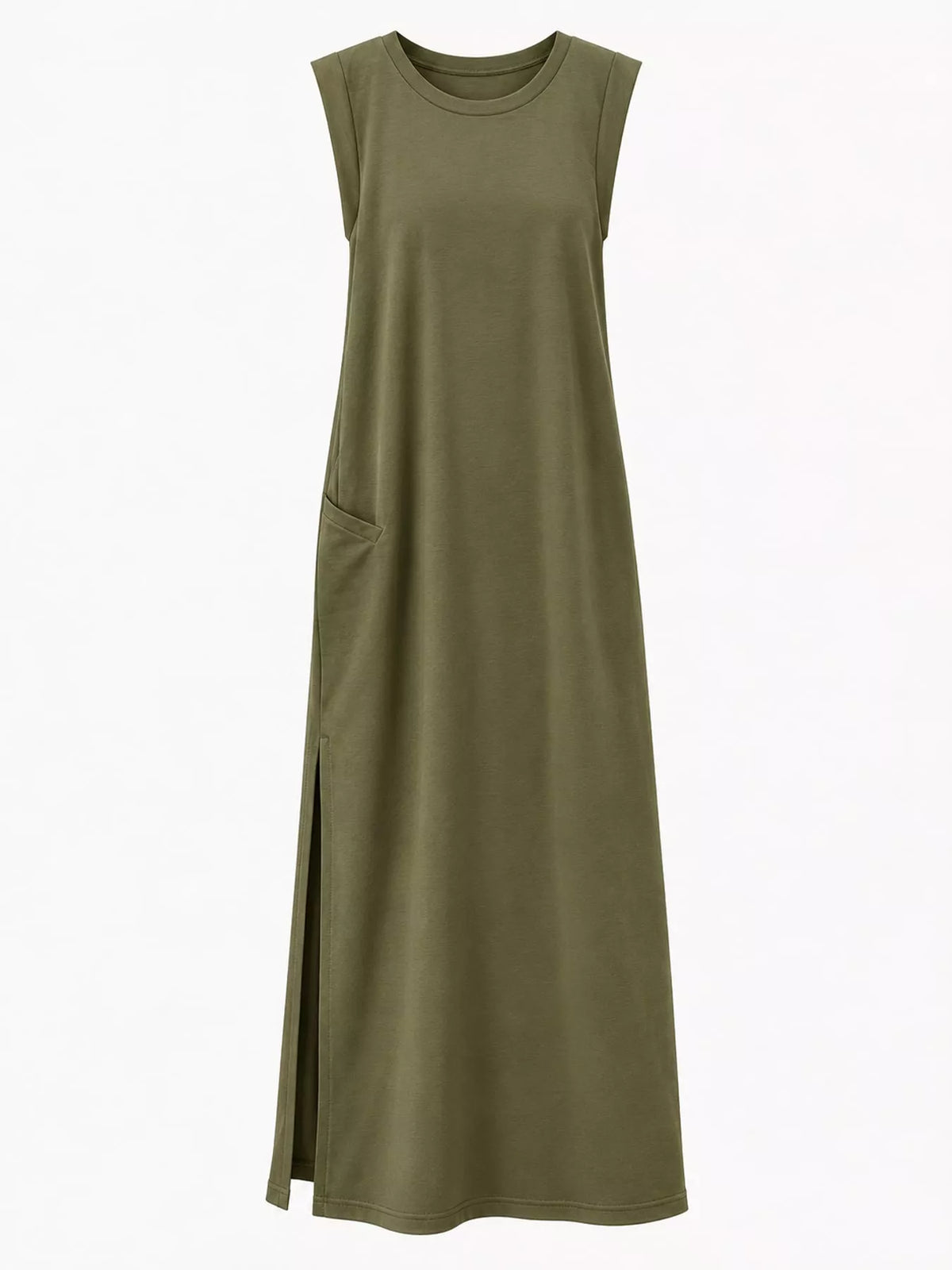 Round neck sleeveless maxi dress, product view