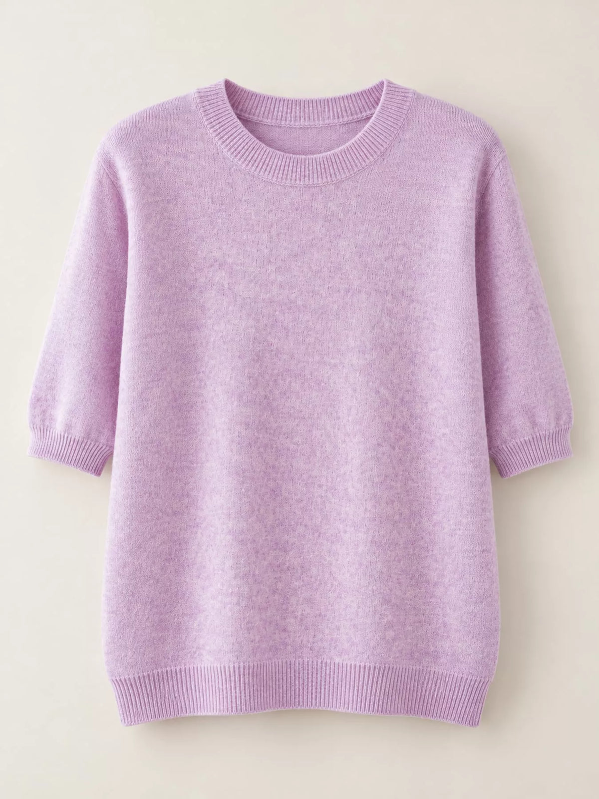 Pink Lavender round neck short-sleeve sweater