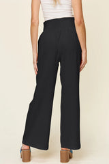 Trendsi Double Take Full Size Texture Smocked Waist Wide Leg Pants -