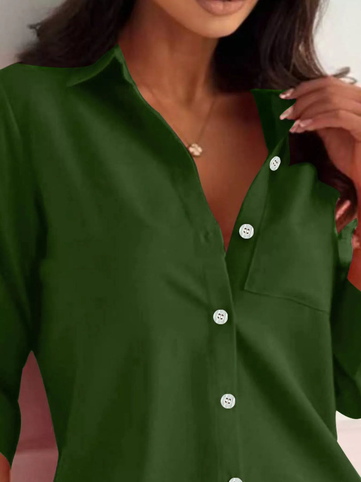 Trendsi Button-Down Roll-Up Sleeve Shirt -
