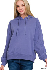 Trendsi Zenana Drawstring Relaxed Fit Fleece Hoodie -