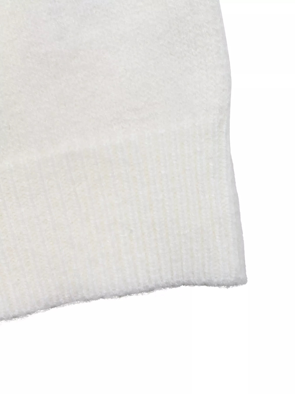 Cream geometric crew neck sweater, ribbed hem detail