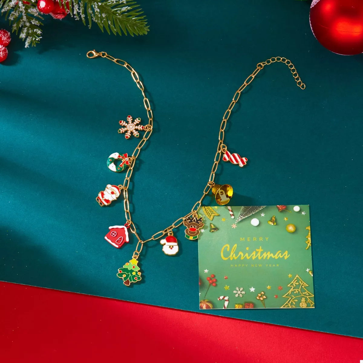 Trendsi 18K Gold-Plated Christmas Charm Necklace -