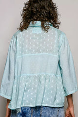 Trendsi POL Tonal Dot Weave Textured Button Front Shirt -