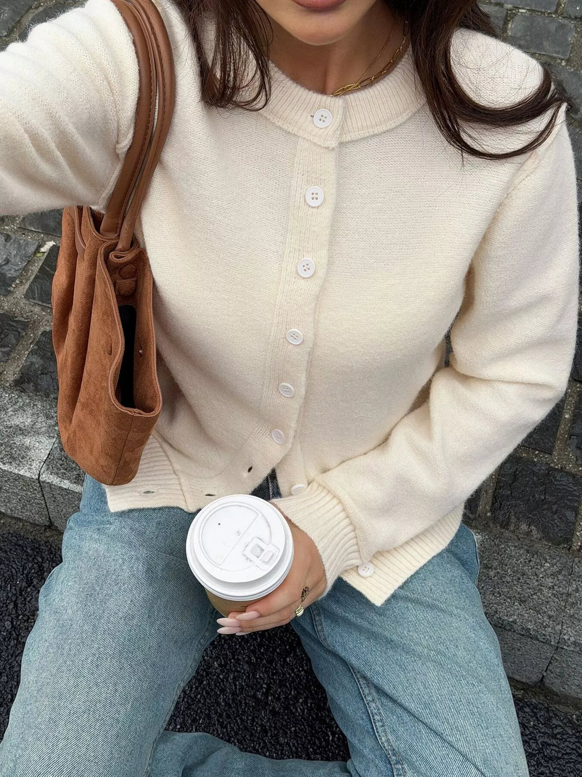 Button-down knit cardigan