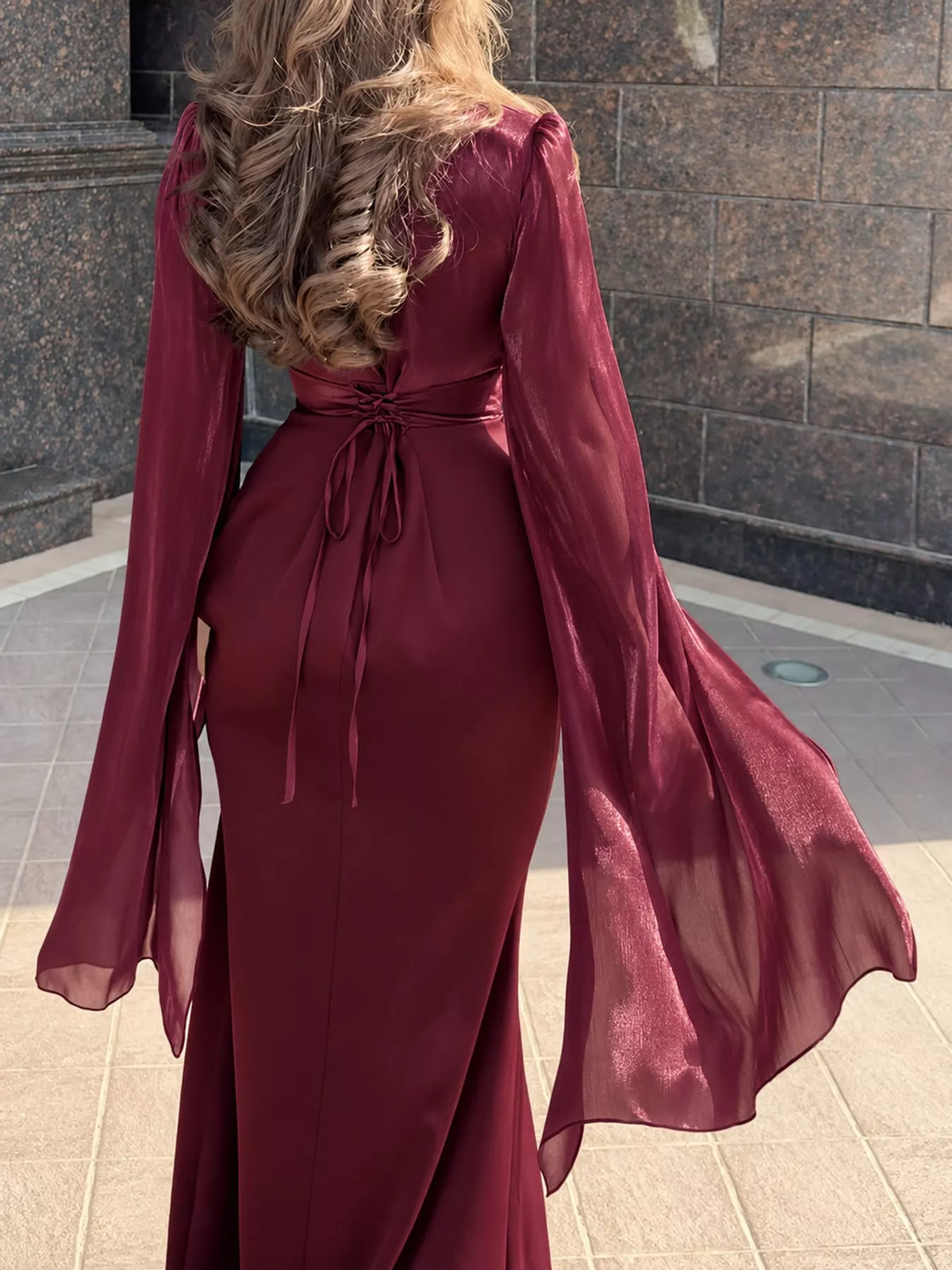 Round Neck Maxi Dress — back view