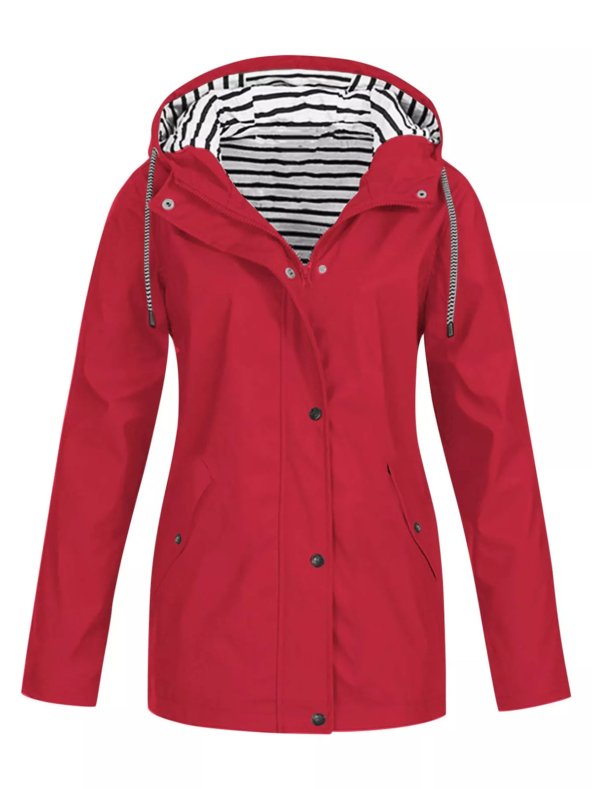 Red drawstring hooded jacket