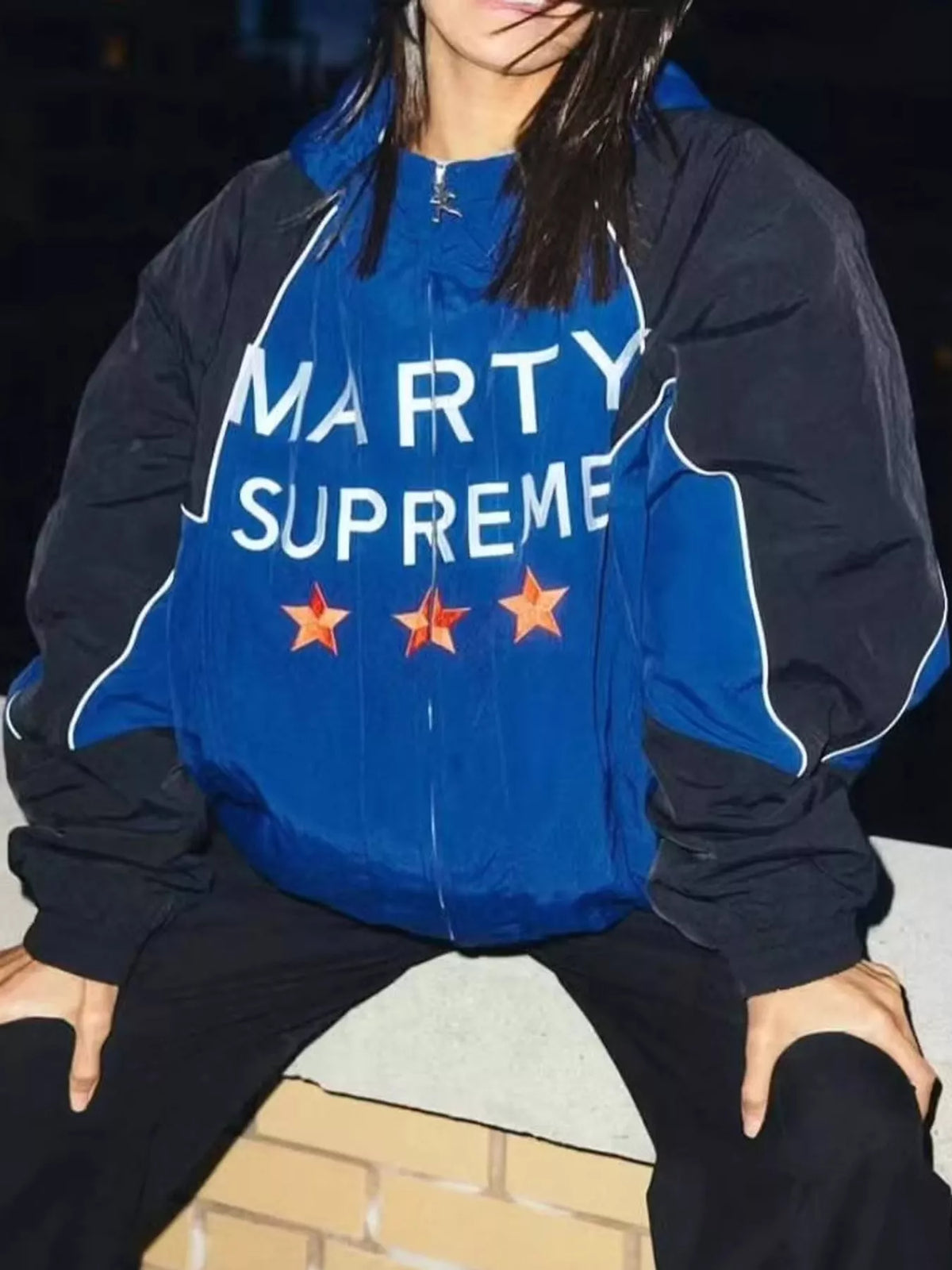 Letter Graphic Color-Block Jacket — front view