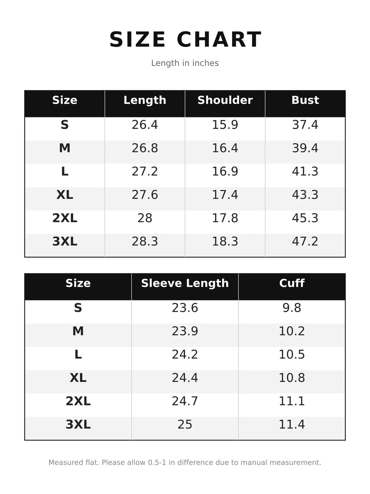 Size chart for fringe-detail shirt