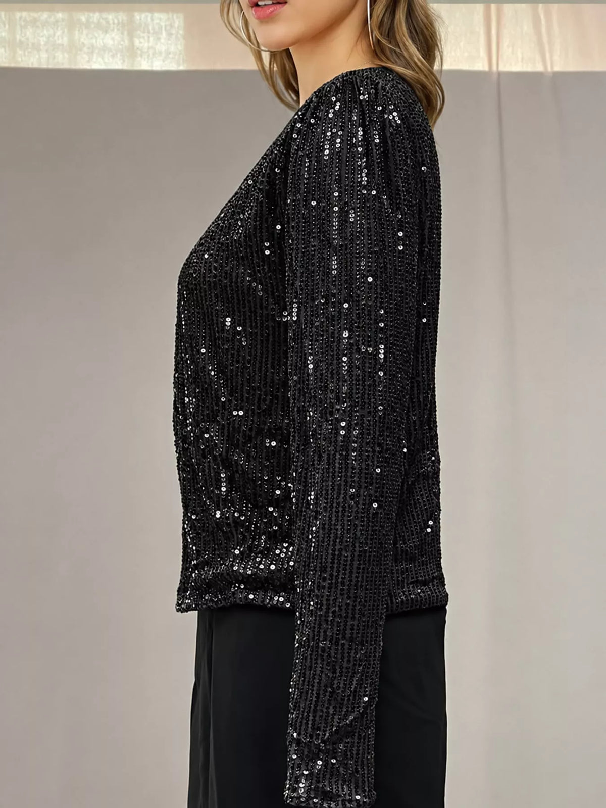 Sequin Long Sleeve Jacket — side view
