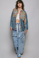 Trendsi POL Patchwork Mixed Textured Paisley Floral Stripe Long Sleeve Shirt - Shirts