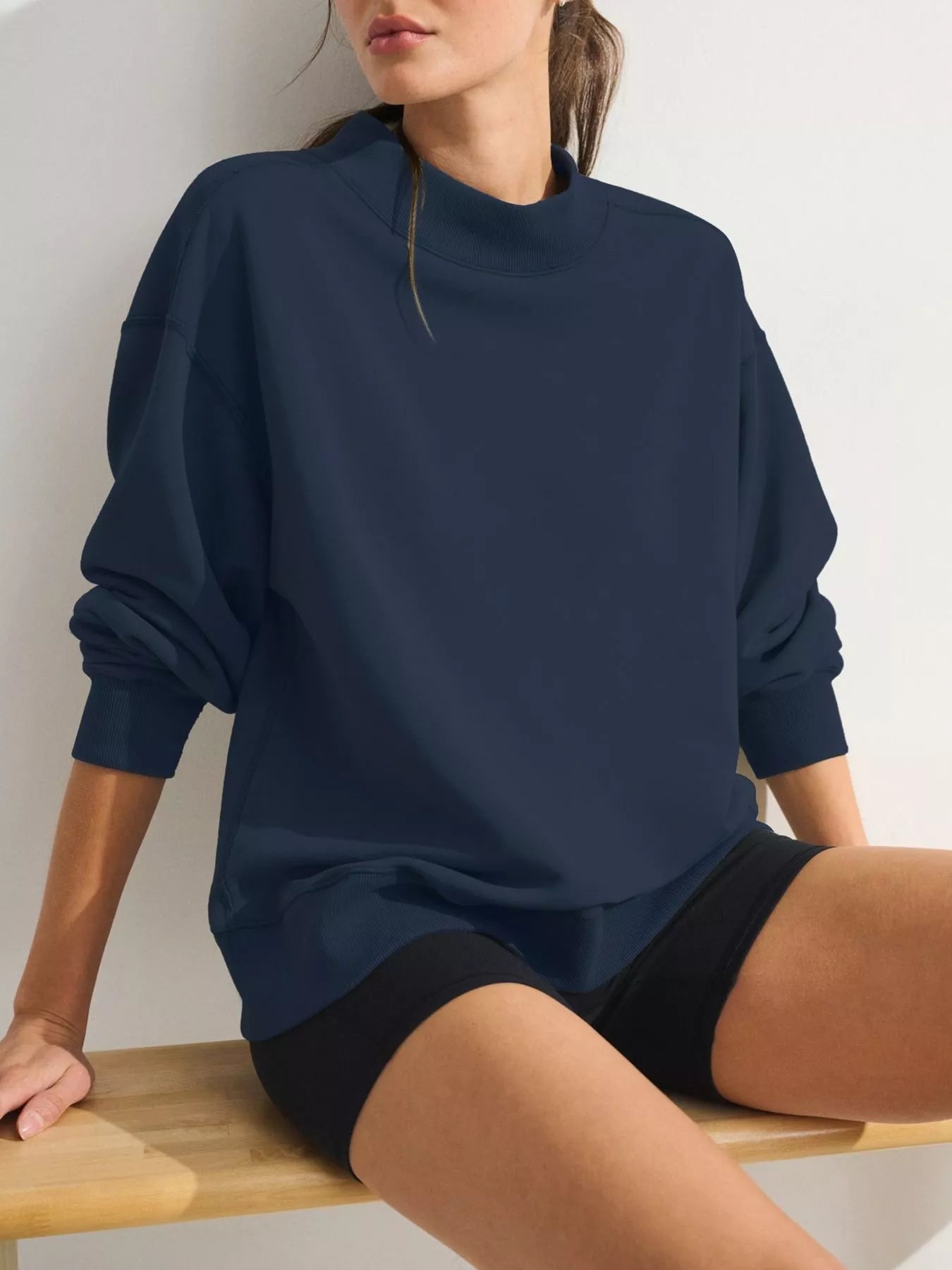 Trendsi Mock Neck Oversized Sweatshirt -