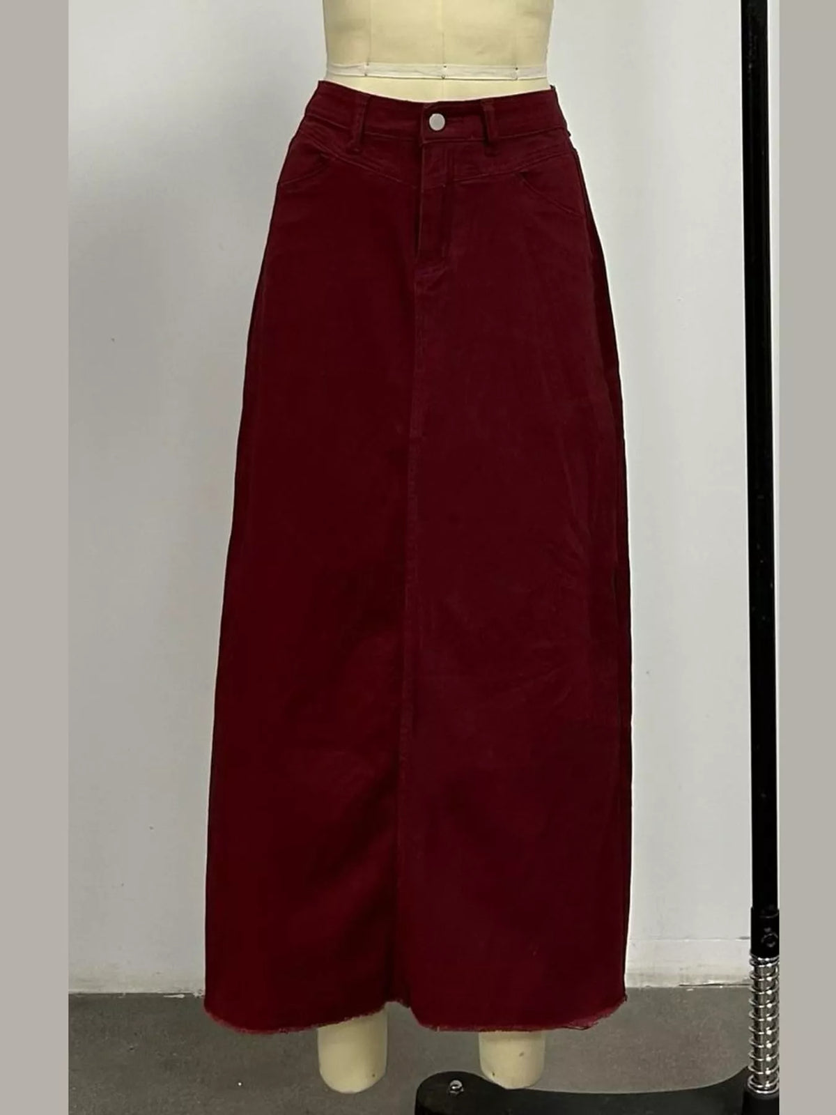 Raw Hem Maxi Denim Skirt — garment front