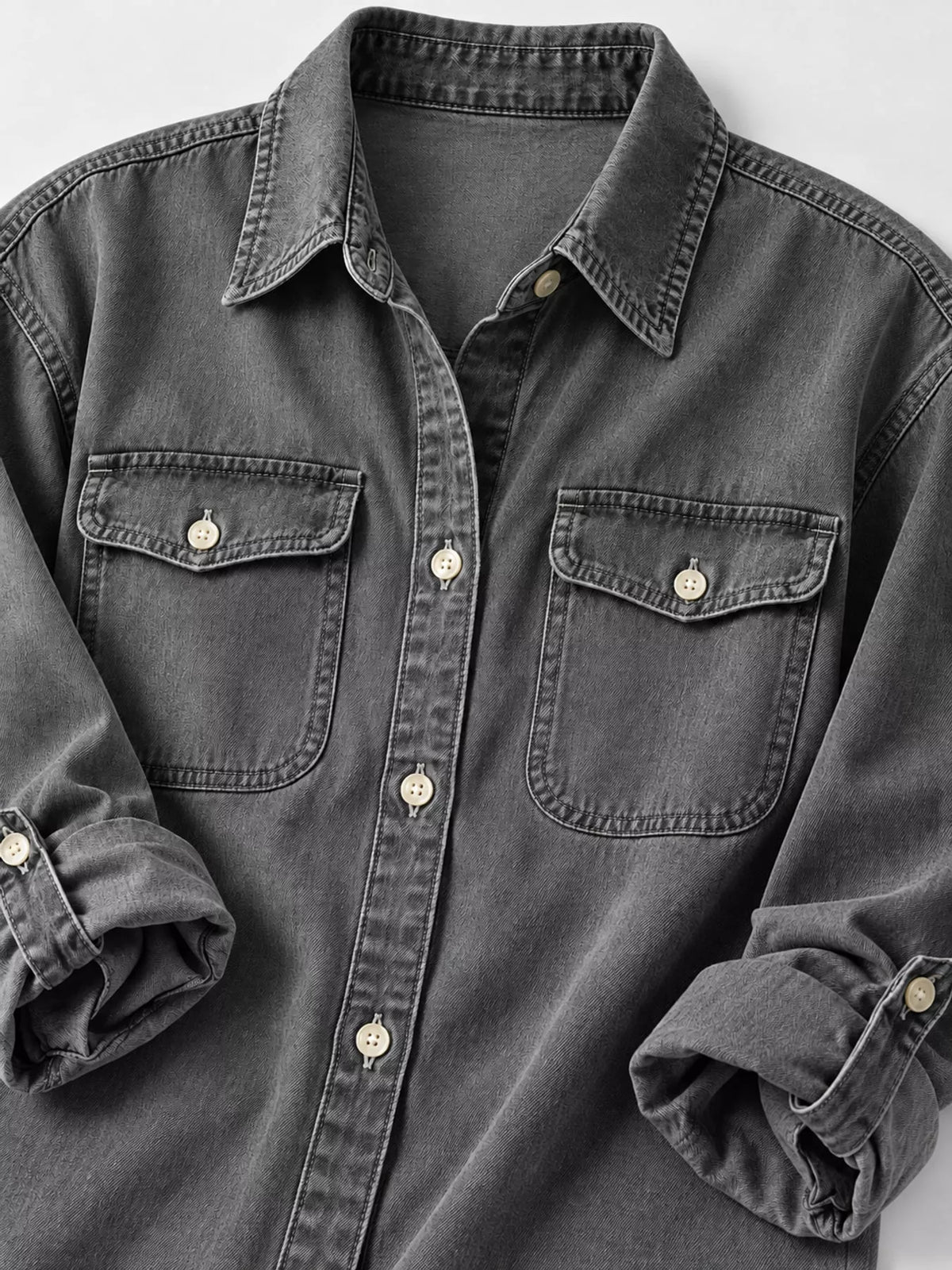 Dark Gray button-down denim shirt