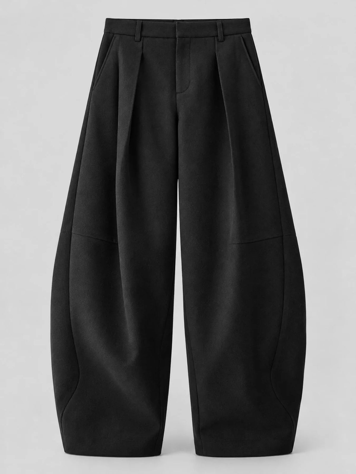 Pleated Wide-Leg Pants in black, front view