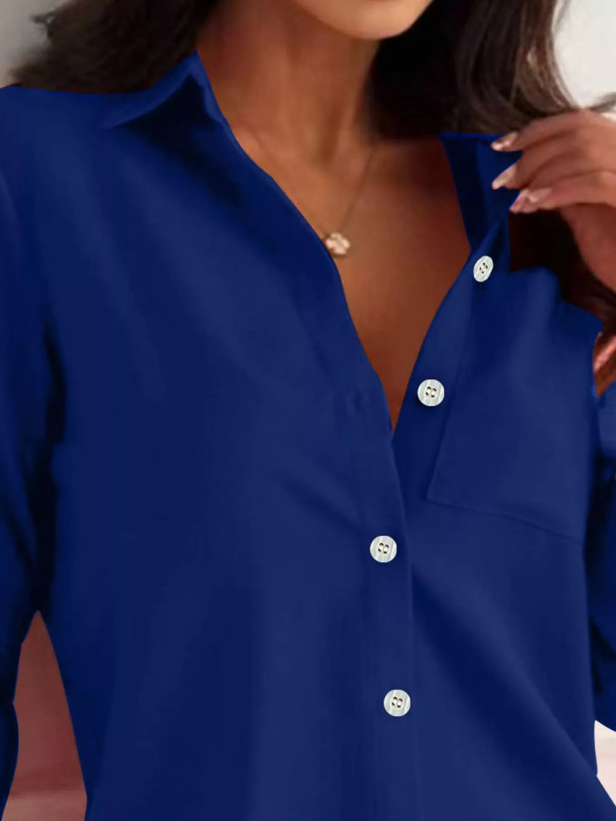Trendsi Button-Down Roll-Up Sleeve Shirt -