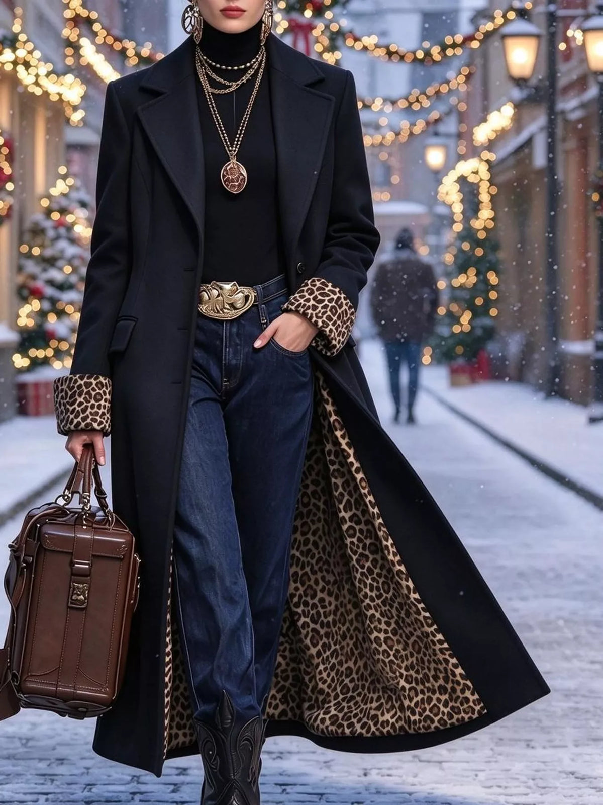Black-Woolen Version button up longline coat