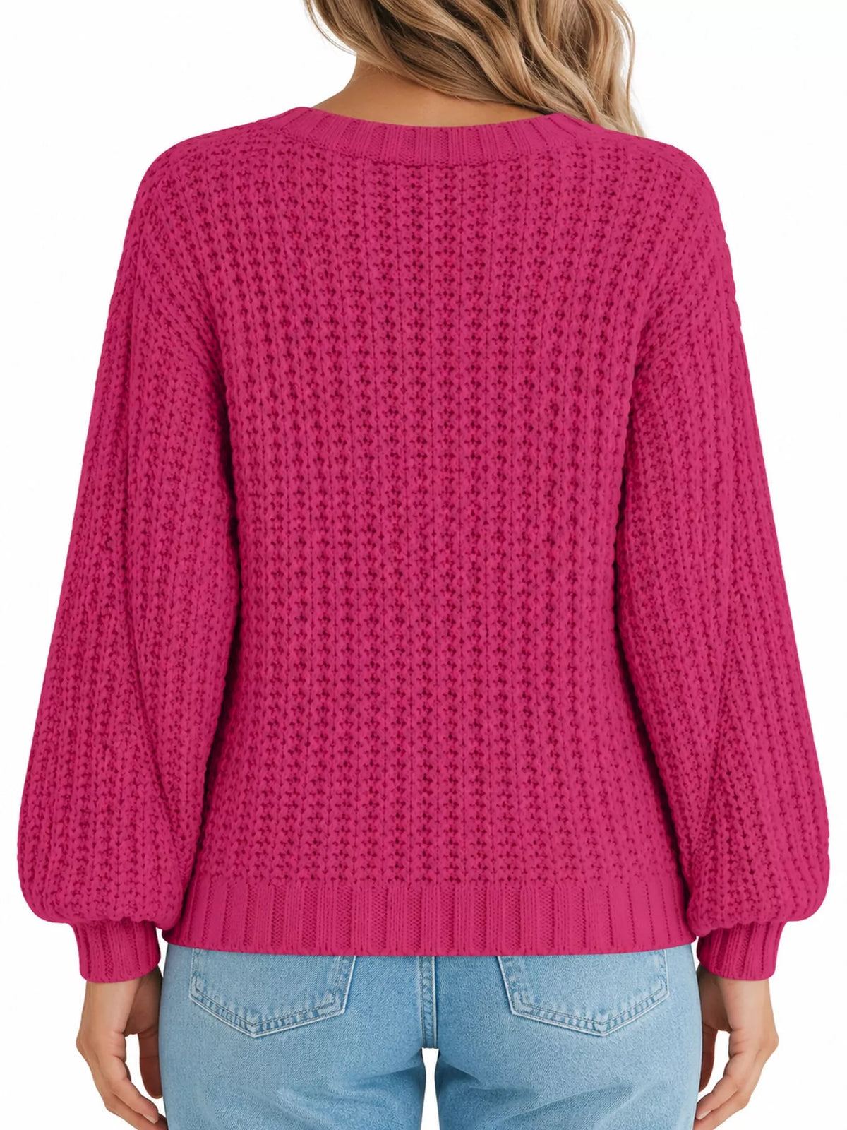 Button cardigan, hot pink back