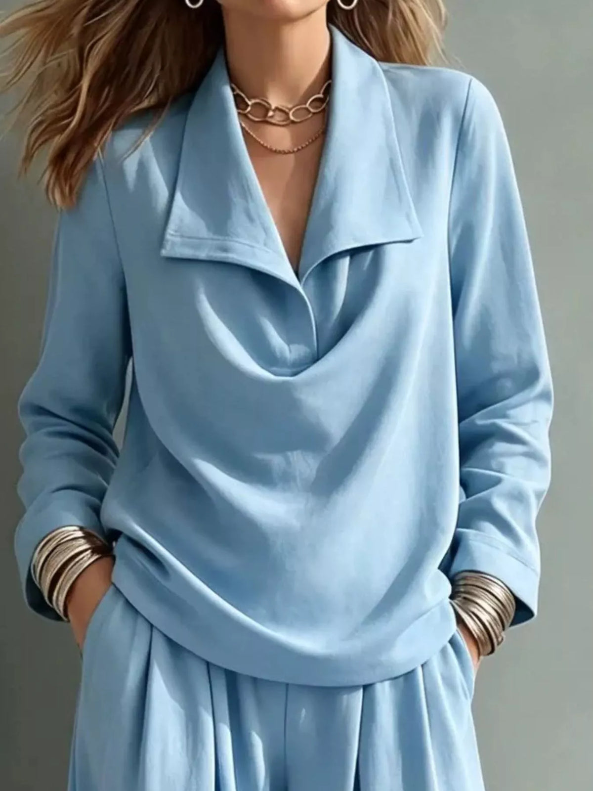 Top and Wide-Leg Pants Set — front view