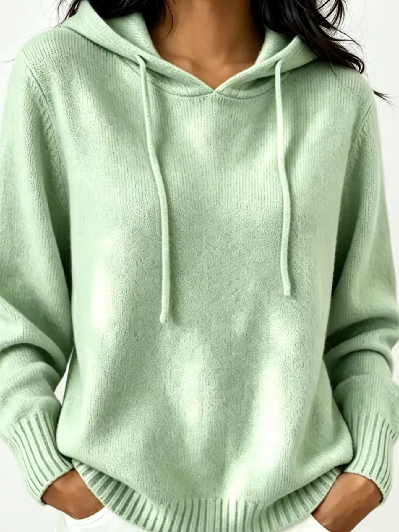 Trendsi Cozy Ribbed Long‑Sleeve Hooded Sweater -