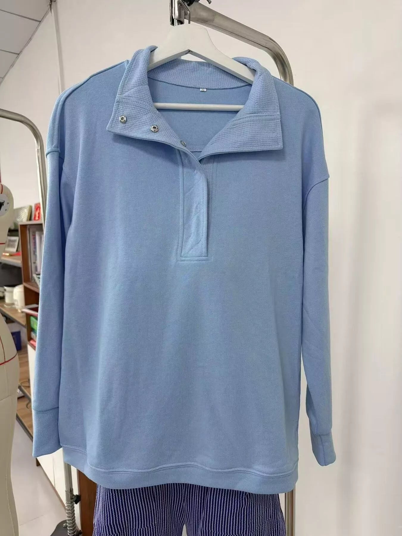 Trendsi Half Snap Dropped Shoulder Sweatshirt -