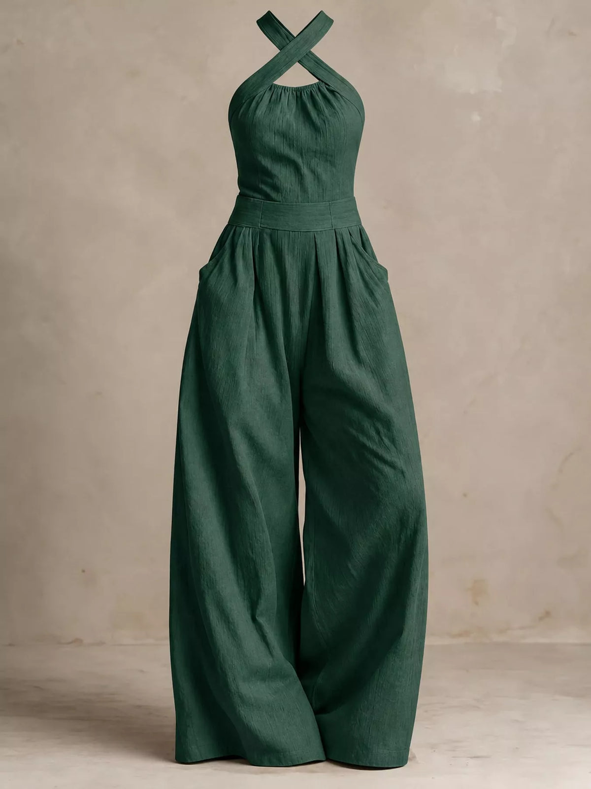 Wide-leg jumpsuit, green flat lay